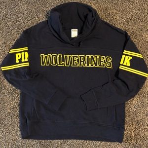 PINK WOLVERINES gently used, Very Soft, cowl neck hoodie sweatshirt size M